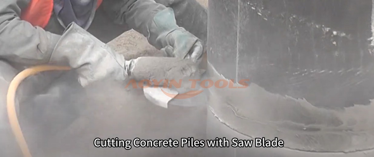 Efficient Concrete Saw Blade for Cutting Wall Roots and Piles - Demonstration Video