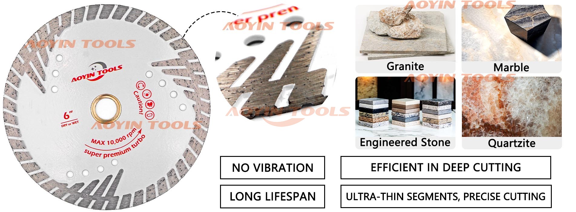 Diamond Narrow Continuous Turbo Rim Blade For Granite Marble